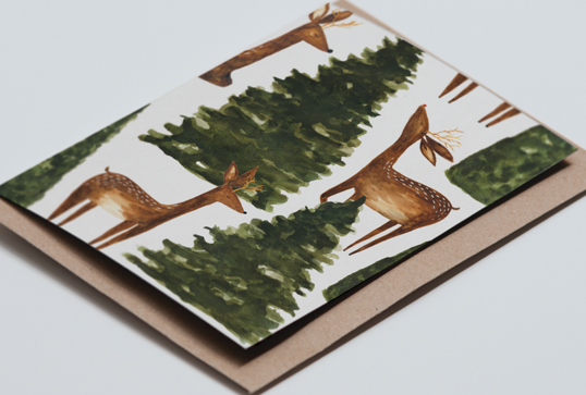 Coocachuu - Reindeer scene christmas card