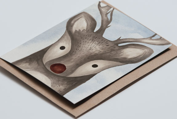 coocachuu - oh deer reindeer watercolour christmas card close