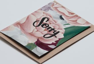 Coocachuu Jasmine - sorry hand painted card