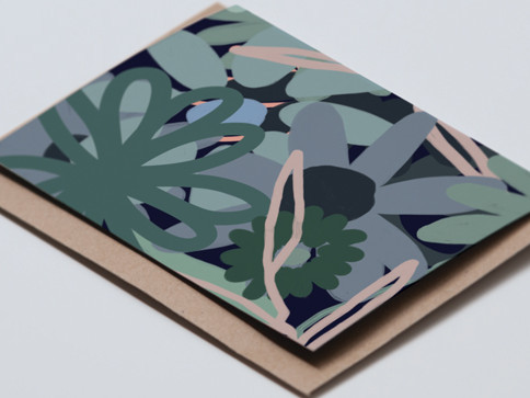 Coocachuu Cool Tones Floral Greeting Card