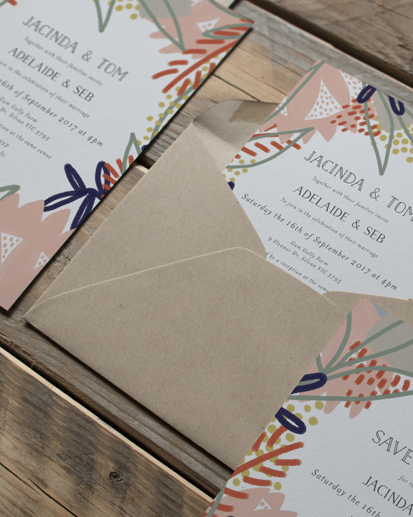 Coocachuu Jacinda bold floral Invitation Suite