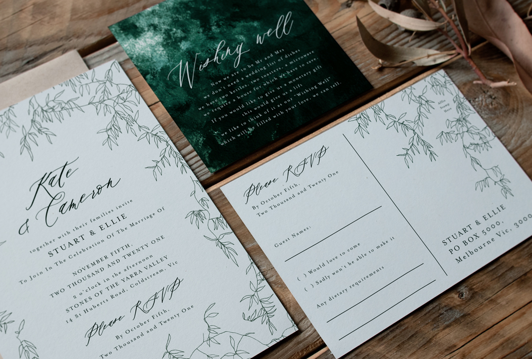Coocachuu Forrest Invitations, RSVP and Wishing Well