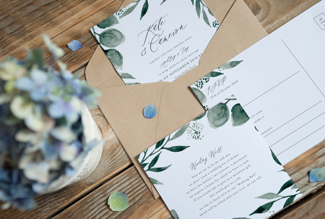 Kirsten - Watercolour Invite, RSVP and Wishing Well