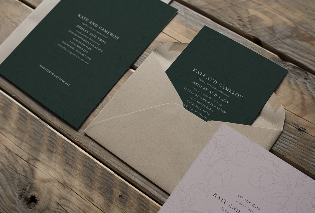 Veronica floral wedding invitations